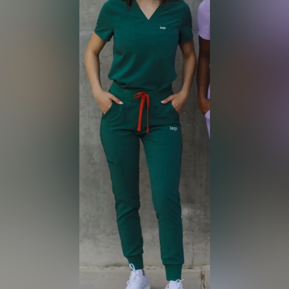 LAGOS hunter green and orange accent